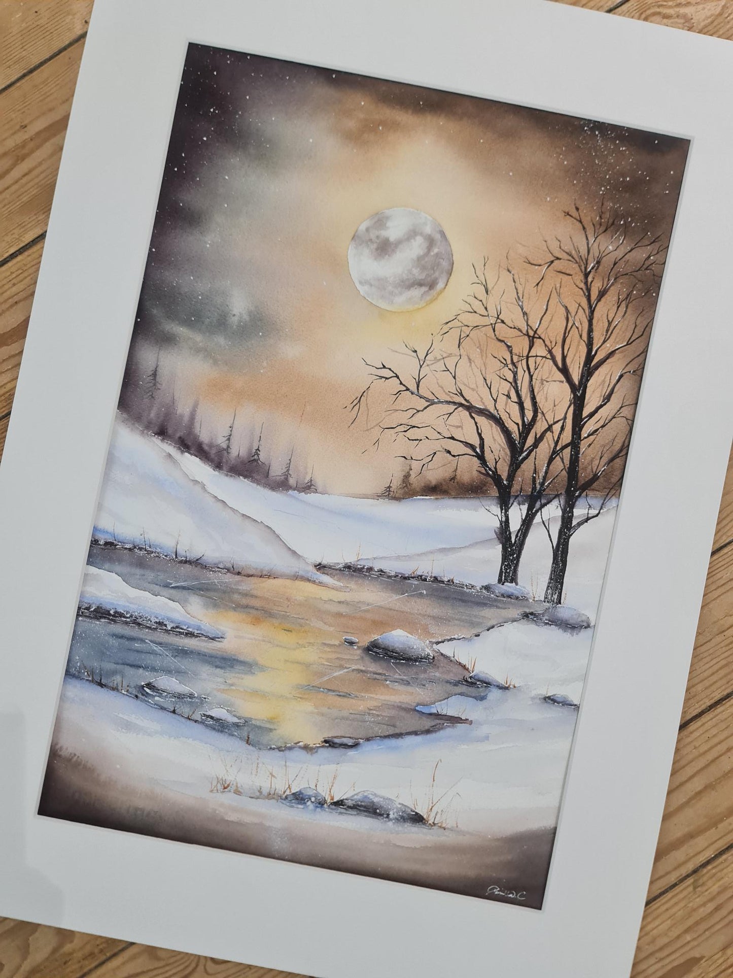 Lunar Embrace in Snow 38x57 cm