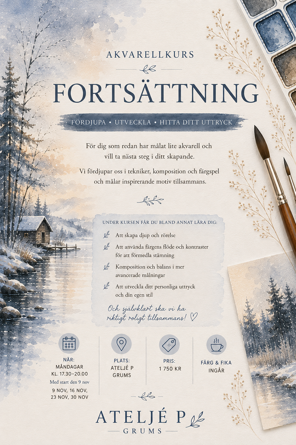 Fortsättning 4 tillfällen Start 9 november