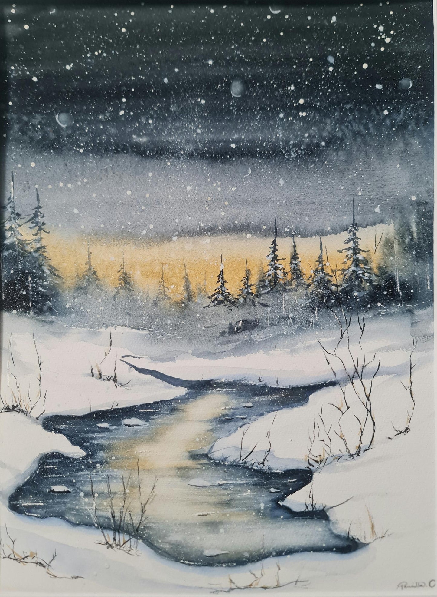 Luminous Snowfall 30x40 cm