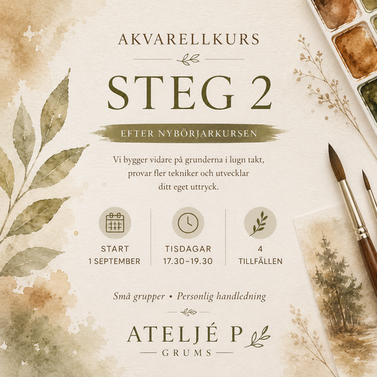 Akvarellkurs Nybörjare- Steg 2 - Start 1 sep
